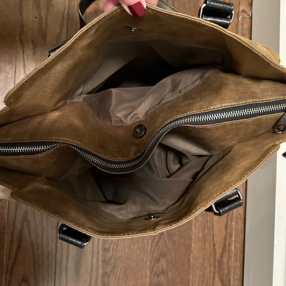 Kipling large bag in shiny brown, leather straps - Picture 5 of 5